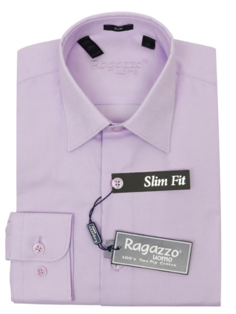 Ragazzo 34623 Boy's Slim Fit Dress Shirt - Micro Pattern - Lilac